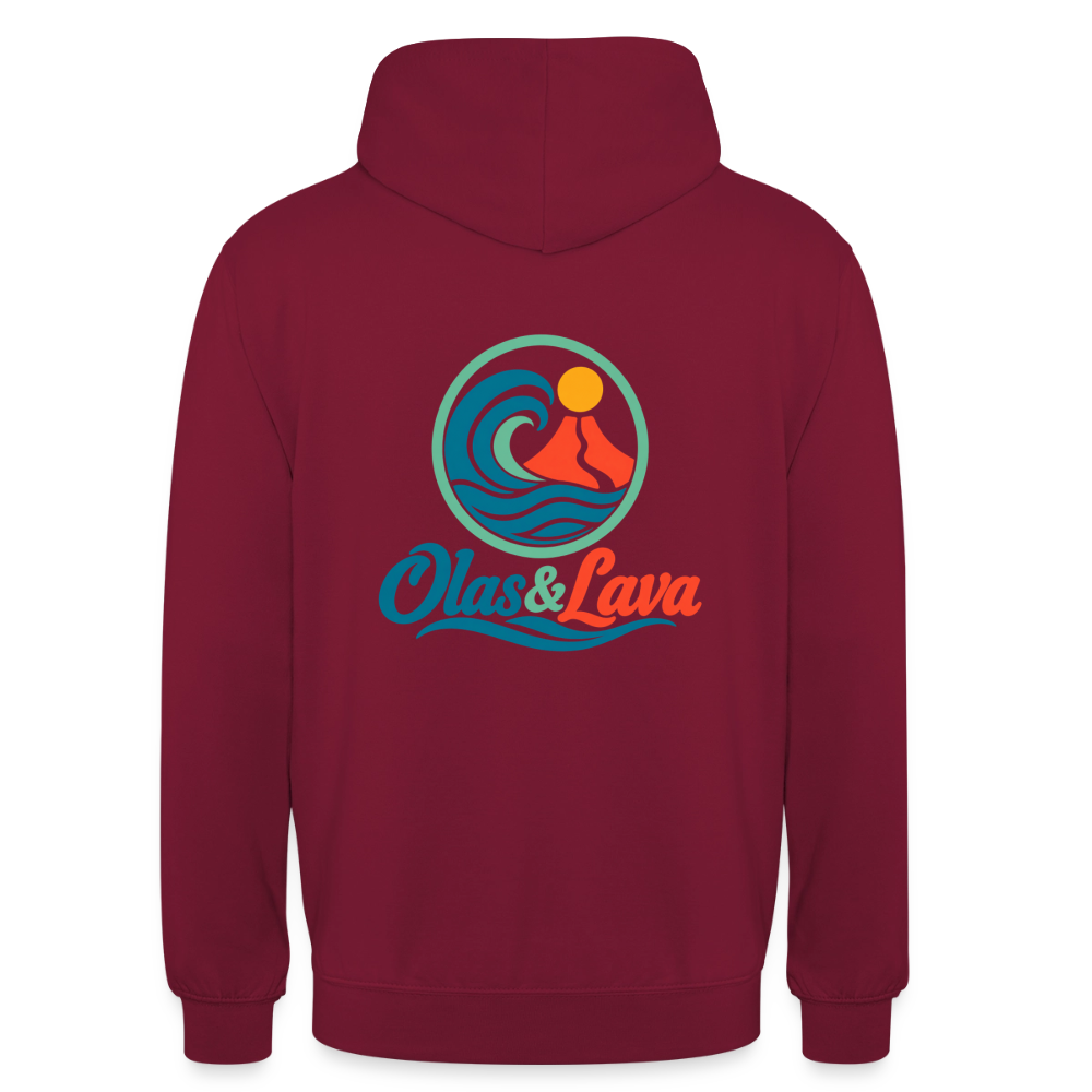 Sudadera Olas & Lava - Logo Oficial | Edición Original - bordeaux